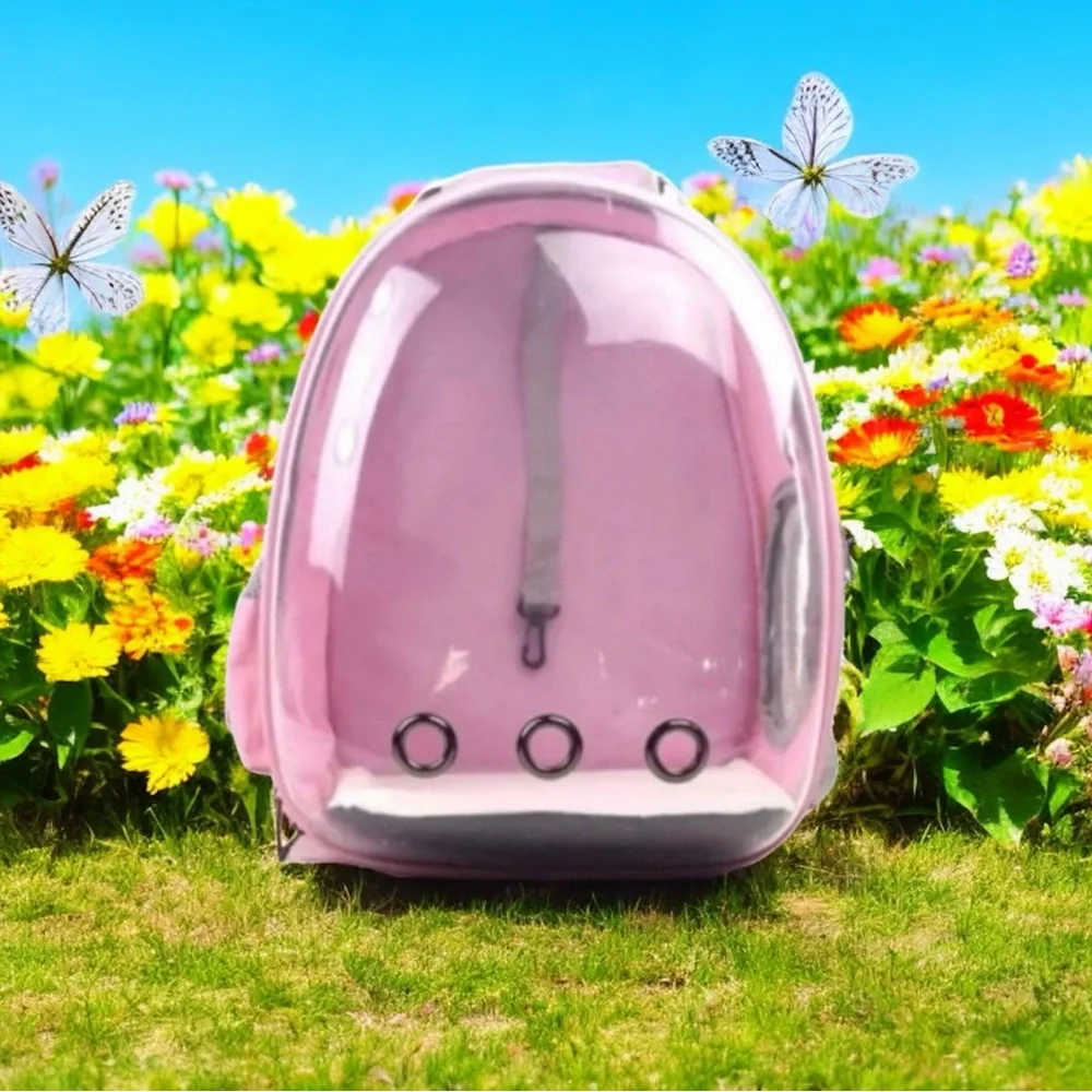 Pink PetPack Clear Bubble Carrier Backpack Breathable Space Capsule Small Cats